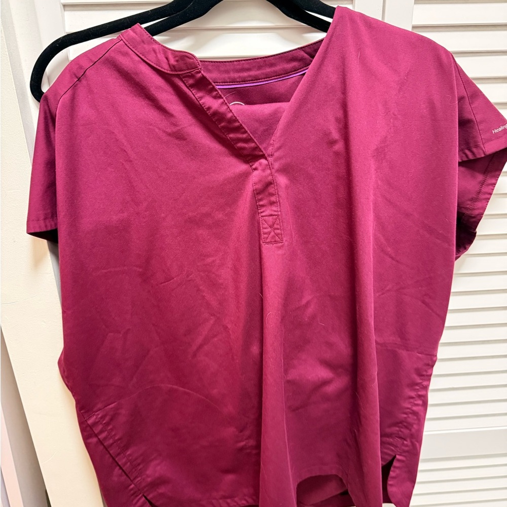 Healing Hands Deep Pink scrub set